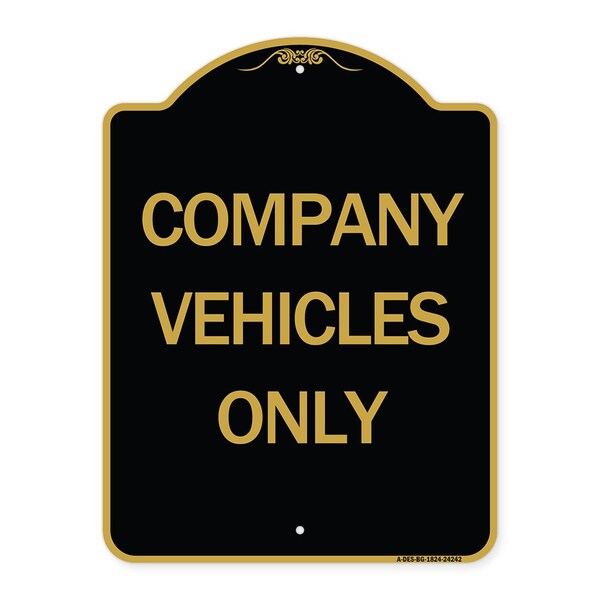 Signmission Designer Series Sign-Company Vehicles Only, Black & Gold Aluminum Sign, 18" x 24", BG-1824-24242 A-DES-BG-1824-24242 - main